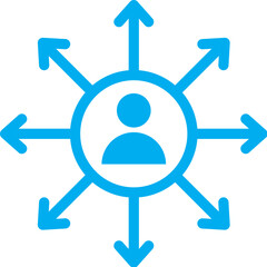 Canvas Print - User Sharing or Connection icon in blue color.