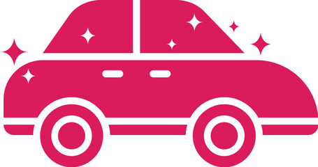 Poster - Clean Car Icon in Pink Color.