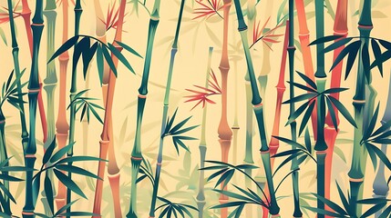 Wall Mural - Bamboo Forest Illustration