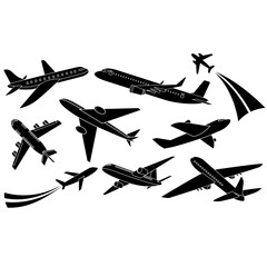 Wall Mural - Aircraft icon vector set. Plane illustration sign collection. Airplane symbol. Travel logo.