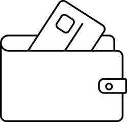 Sticker - Black Line Art Wallet Icon in Flat Style.