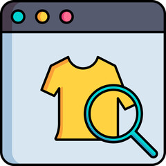 Canvas Print - Online Clothes Search Icon in Grey, Yellow and Blue Color.