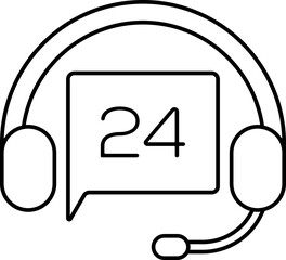 Sticker - 24 Hours Customer Service Icon in Black Outline.