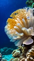 Wall Mural - Underwater coral reef in slow motion video, vibrant marine life scene