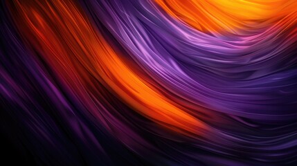 Poster - abstract vibrant wave-like patterns in shades of orange, purple, and black, creating a dynamic and v