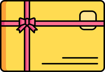 Poster - Flat Style Gift Box Icon in Pink and Yellow Color.