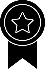 Wall Mural - Black and White Star Badge Icon in Flat Style.