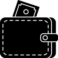 Sticker - Flat Style Wallet Icon in Black and White Color.