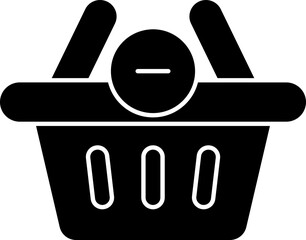 Poster - Basket with Minus Symbol Icon in Black and White Color.