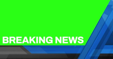 Poster - Blue Breaking News background with Green Screen for keying 60 fps, one minute broadcasting 4k animation