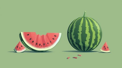 Poster - Minimalist style fresh and ripe watermelon