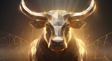 front view of bull bullish stock gold golden fortune 