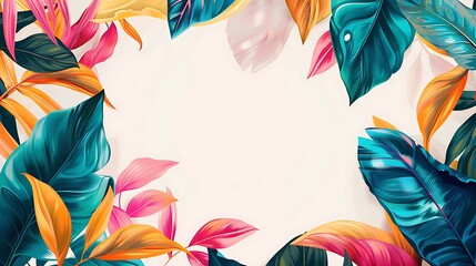 Wall Mural - Vibrant Tropical Leaves Frame