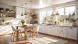 © DigitalArt Max - Bright natural light illuminates a serene Scandinavian-inspired kitchen featuring sleek white cabinets and warm wooden accents in perfect harmony.