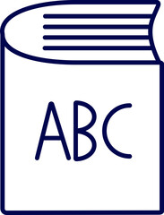 Wall Mural - ABC book icon in blue line art.