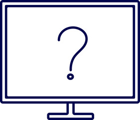 Wall Mural - Question symbol on desktop screen icon in line art for Online study.