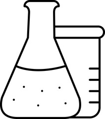 Poster - Erlenmeyer flask and beaker icon in black line art.