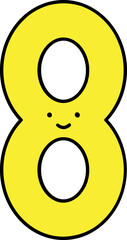 Poster - Cartoon Eight Number Icon in Yellow Color.