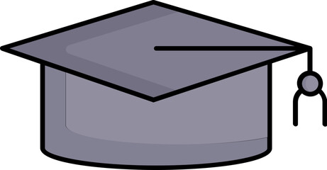 Poster - Flat style graduation cap icon in grey color.