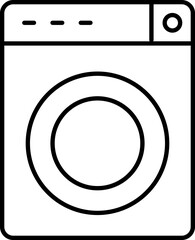 Sticker - Washing machine icon in black line art.