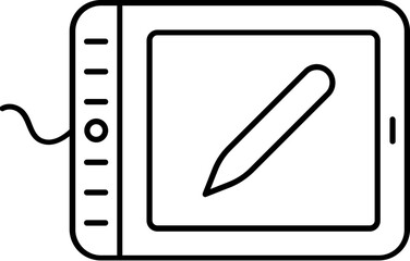 Canvas Print - Pen Tablet Icon in Black Line Art.