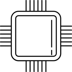 Sticker - CPU or Processor Chip Icon or Symbol in Black Line Art.