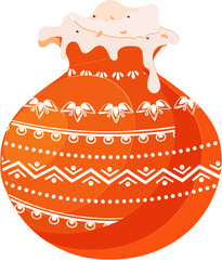 Sticker - Orange Mud Pot Full of Pongal Dish Element.