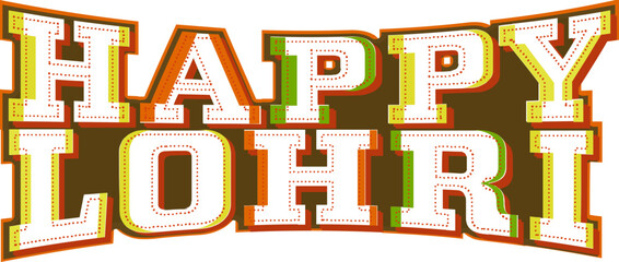 Sticker - Sticker Style Happy Lohri Font Element.