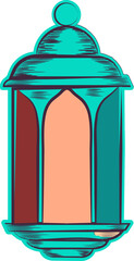 Wall Mural - Colorful Arabic Lantern Icon in Sticker Style.