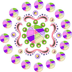 Sticker - Colorful Creative Rangoli Element in Flat Style.