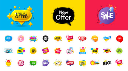 Sticker - Best discount offer banners. Price deal sale stickers. Black friday special offer tags. Flash sale bubble coupon. Promotion discount banner templates design. Buy offer sticker, speech bubble. Vector