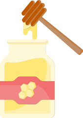 Poster - Honey Jar with Dipper Icon in Flat Style.