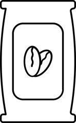 Poster - Coffee or Grain Seeds packet icon in black line art.