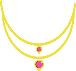 Canvas Print - Necklace Icon or Symbol in Yellow and Pink Color.