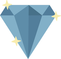 Sticker - Blue Diamond Icon or Symbol in Flat Style.