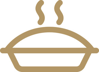 Sticker - Hot pie cake icon in brown thin line art.