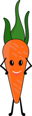 Sticker - Cheerful Cartoon Carrot Icon In Flat Style.