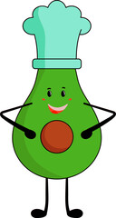 Poster - Cheerful Cartoon Avocado Wearing Chef Hat Icon In Flat Style.