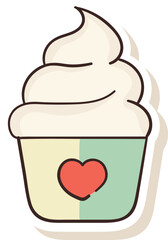 Canvas Print - Loving Cupcake Icon in Sticker Style.