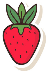 Canvas Print - Red Strawberry Icon in Sticker Style.