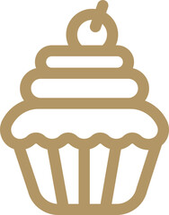 Canvas Print - Cupcake icon in brown line art.