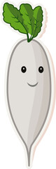 Sticker - Cartoon Radish Icon in Sticker Style.