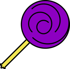 Wall Mural - Flat Lollipop Icon in Purple and Yellow Color.