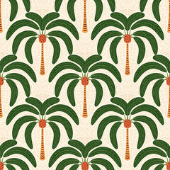 green tropical palm tree seamless pattern. jungle damask print, summer nature vector wallpaper. hand