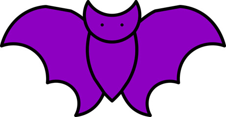 Sticker - Purple Bats Icon in Flat Style.