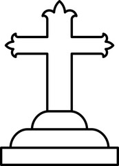 Wall Mural - Tombstone Icon in Black Line Art.