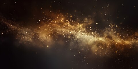 golden stardust abstract background, gold and black. defocused, banner