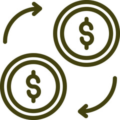 Sticker - Money exchange icon in thin line art.