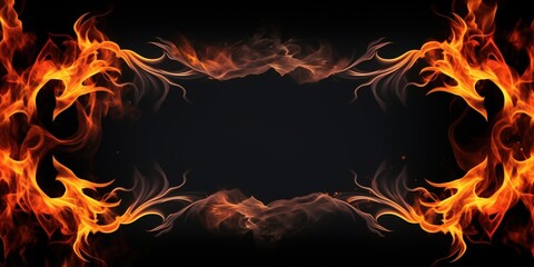 Wall Mural - Fiery Frame: A fiery design on a black background.