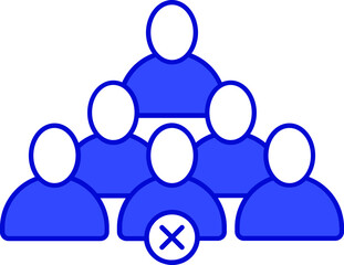 Poster - No Crowd Icon or Symbol in blue and white color.